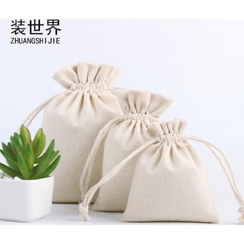 Wholesale Price Natural Resuable Jute Linen Drawstring Pouch Packaging Gift Bag Logo Printed Jewelry Christmas Bag