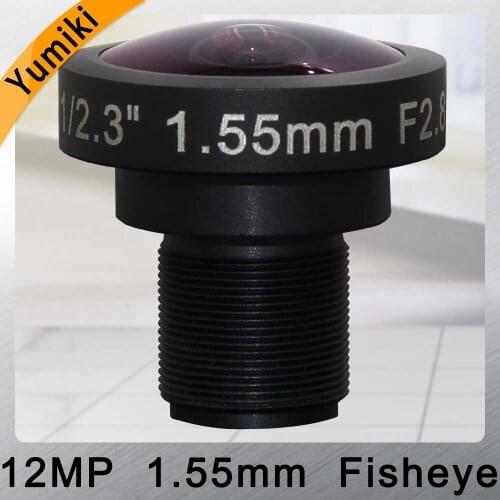 Yumiki CCTV LENS 12MP 1.55mm M12 1/2.3" F2.8 lens Fisheye wideangle for CCTV Security camera IP camera