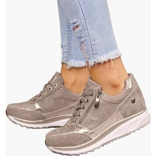 NEW Womens Wedges Sneakers Vulcanize Shoes Sequins Shake Shoes Fashion Girls Sport Shoes Woman Sneakers Shoes Woman Footwear 43