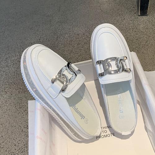 Rhinestone Women Wedges Slippers Fashion Casual Sandals Women Leather Platform Closed Toe Slides Summer Chausson Sneakers Adulte