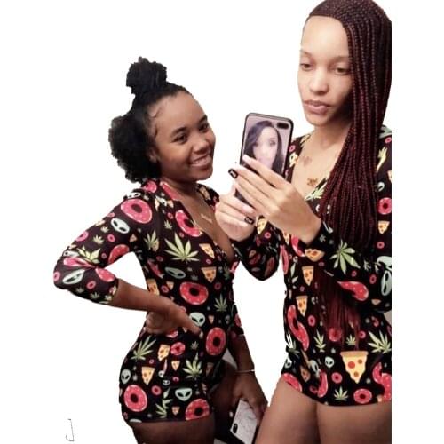 Womens Lady Sexy Romper Bodycon Casual Jumpsuit Romper Long Sleeve Shorts Leotard Home Wear Tracksuit Playsuit Pajama Clothes