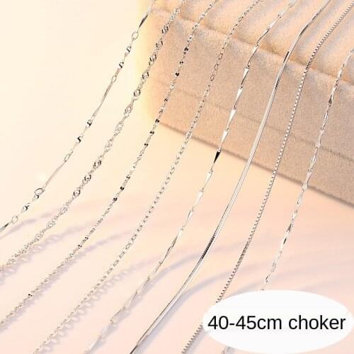 100% Original S925 Sterling Silver Necklace Box Chain Water Wave Starry Snake Chain Necklace for Women Clavicle Choker Jewelry