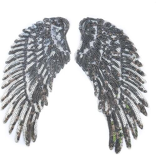 1 Pair Fashion Large Sequins Wing Patch Iron on Patch for Clothing Applique for Jeans Clothes Stickers Fabric Sewing Accessories