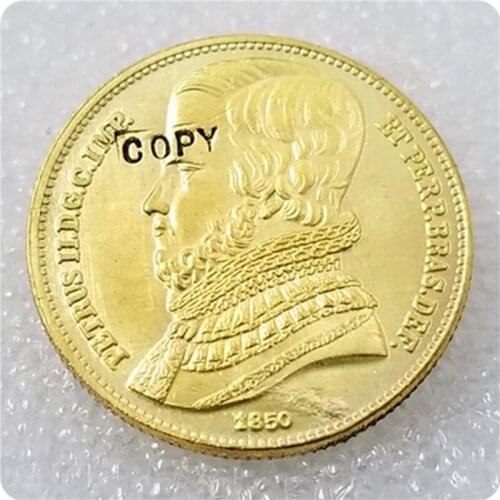 1850 Brazil 10 000 Reis - Pedro II COPY COIN FREE SHIPPING