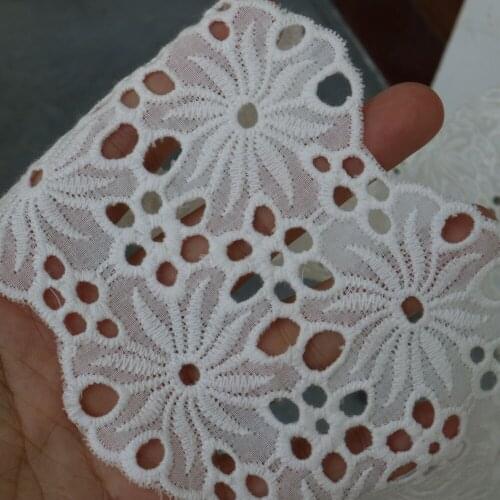 5yards beige embroidered cotton lace trimmings DIY water soluable embroidery ribbons and trims for sewing Home Craft supplies