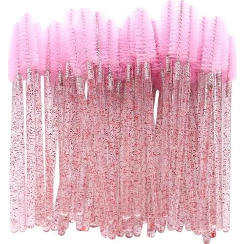 10-50 Pcs Disposable Bendable Good Quality Crystal Eyelash Makeup Brushes Diamond Handle Mascara Wands Eyelash Extension Tools