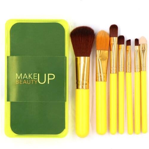 7pcs/set Nylon Cosmetic Brush Sets Boxed Brush Translucent Plastic Boxed Women Makeup Accessories