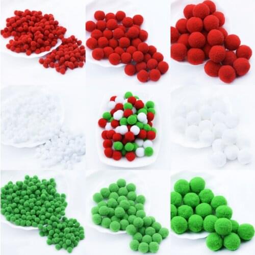 8-30mm Multi Size Red White Green Pompom Fur Craft DIY Soft Pom Poms Balls Christmas Decoration Glue on Cloth Accessories 600pcs