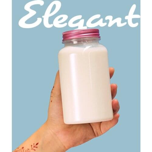 8pcs Creative disposable transparent ice tea pet plastic bottle juice net red pearl milk tea coffee berverage cute cups with lid