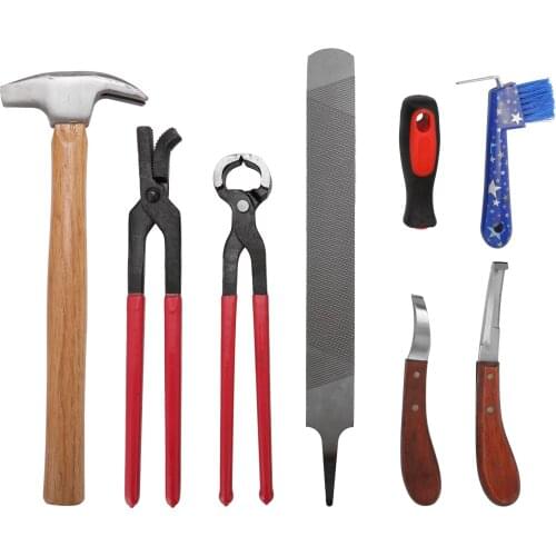 8PCS Horse Farrier Hoof Nipper Trim Shoeing File Rasp Handle Hoof Cutter Tool Horse Manicure Care Set Hand Trimming Set