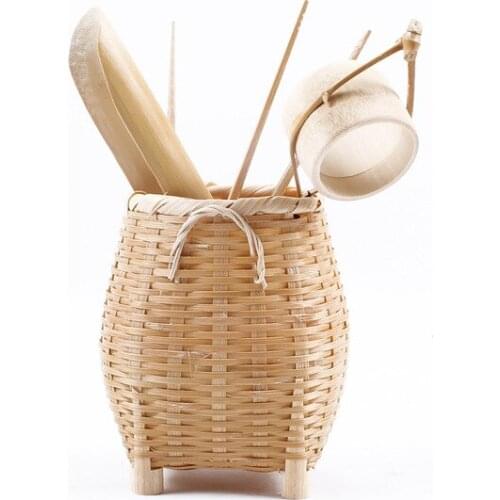 Handmade Bamboo Basket Tea Ceremony Six Items Set Kung Fu Tea Utensils Tea Utensils Combination Tea Shovel Bamboo Spoon