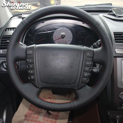 BANNIS Black Genuine Leather Car Steering Wheel Cover for HSsangyong Rexton Rexton W Rodius