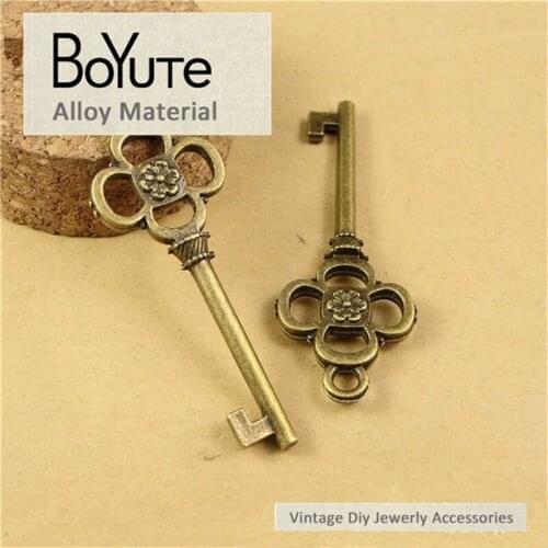 BoYuTe (60 Pieces/Lot) 53*20MM Zinc Alloy Antique Bronze Plated Key Vintage Charms Pendant Diy Jewelry Accessories Findings