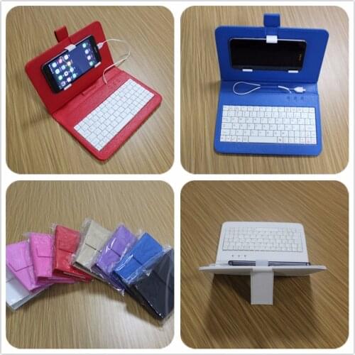Smart phone bag OTG Leather PU USB keyboard case protector holder with stand mouse for Adroid Huawei Xiaomi HTC Samsung