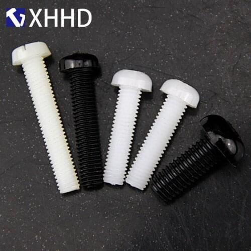 Black White Nylon Phillips Pan Head Machine Screw Metric Thread Insulated Plastic Cross Recessed Round Head Bolt M2 M2.5 M3
