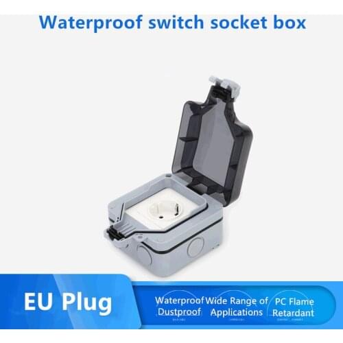 EU Standard IP66 Weatherproof Waterproof Outdoor Wall Power Socket 16A Electrical Outlet Grounded AC 110/220V With lid