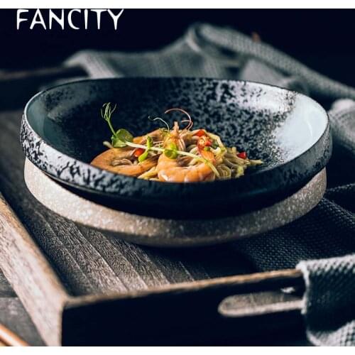 FANCITY Thick and beautiful plates Deep nest porcelain plates Creative plates Japanese irregular ceramic dishes dishes Restauran
