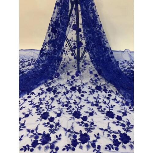 French Nigeria lace fabric bride African tulle sequence lace fabric 2020 high quality lace wedding dress D3812
