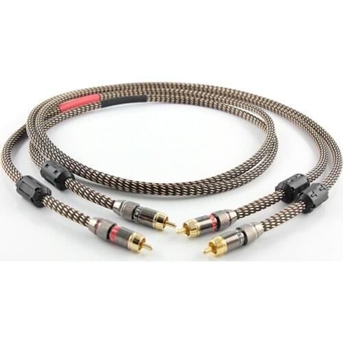 Hifi Pair of 5N OCC Pure Copper RCA Interconnect Audio Cable with Gold Plated RCA Male to Male