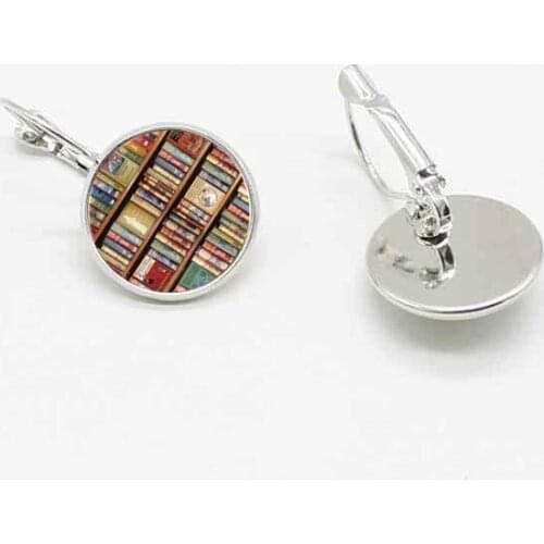 Classic retro books picture crystal glass fashion earrings ear hook jewelry accessories