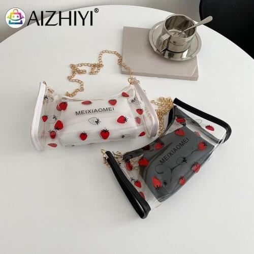 Composite Bags Letters Strawberry Print Shoulder Bag for Women Crossbody Messenger Bag Casual Ladies Chain Mini Handbags Purse