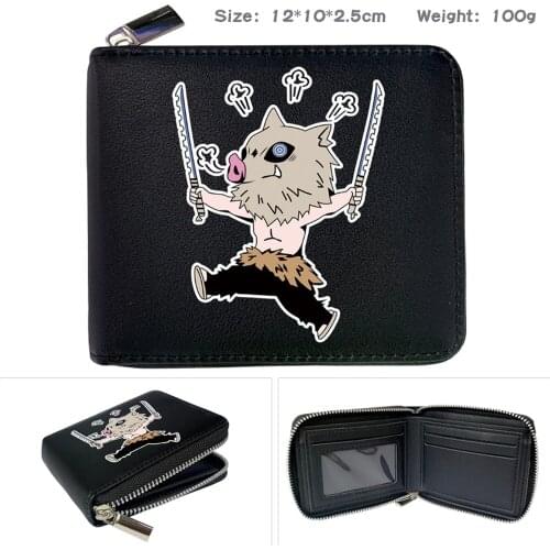 Anime Demon Slayer PU Wallet Card Holder Print Note Compartment Cartoon Short Zipper Unisex Boys Girls Purses Coin Pocket