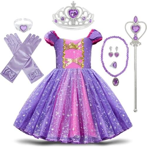 Toddler Baby Girls Rapunzel Sofia Princess Costume Halloween Cosplay Clothes Toddler Party Role-play Kids Fancy Dresses For Girl