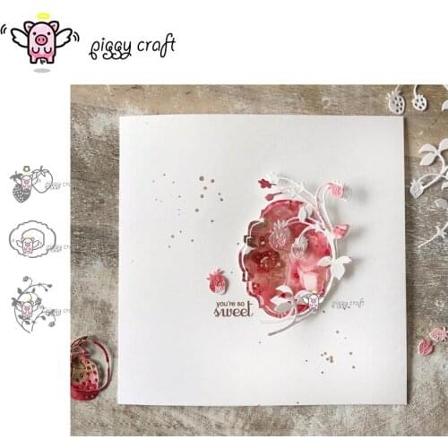 Piggy Craft metal cutting dies cut die mold Strawberry vine frame Scrapbook paper craft knife mould blade punch stencils dies