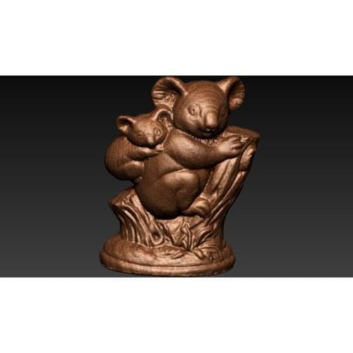 Cute Koala Bear 3D model for cnc or 3D printers in STL file format