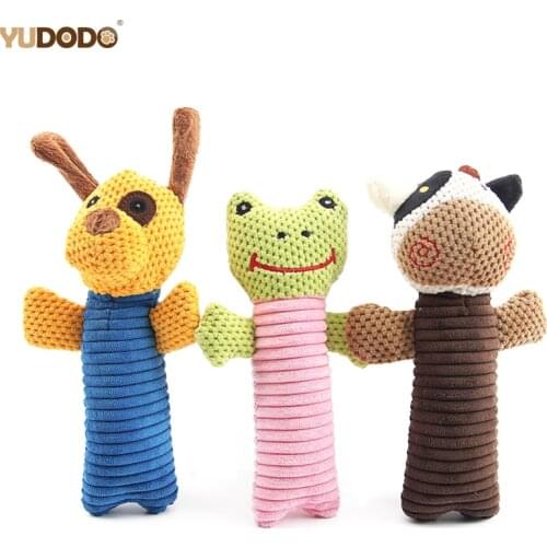Cute Pet Dog Toys Cartoon Animals Squeak Sound Puppy Cat Plush Chew Toys Interactive Toy For Small Dogs