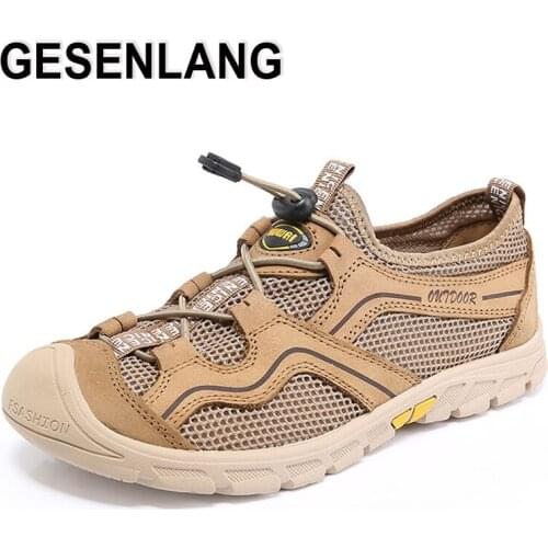 2019 Mens Sports Hiking Shoes Summer Breathable Quick Drying Male Sneakers Anti-slip Outdoor Trail Beach Walking Shoes Big Size