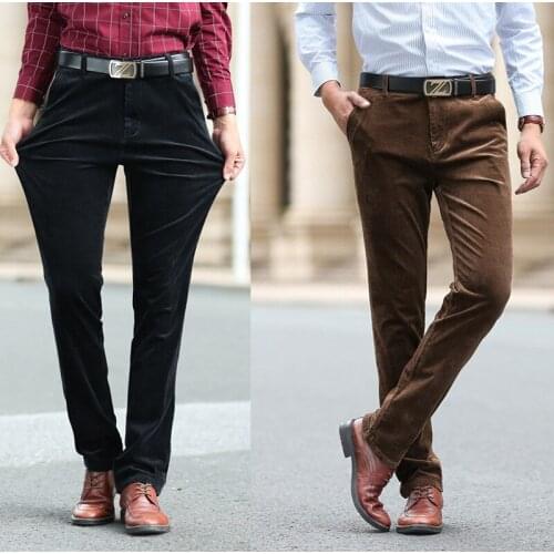 New arrival fashion Winter Cotton Elastic Corduroy Trousers Loose Casual Men Large Full Length Mens Pants plus Size 29-40 42 44