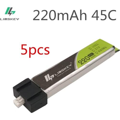 Rechargeable Lipo Battery 5PCS Limskey 3.7V 220mAh 1S 45C/90C Lipo Battery For Blade For Nano QX CPX And Tiny Whoop