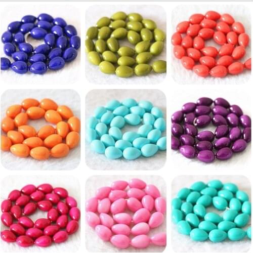 Casual/Sporty Jewelry Making Baking Paint Glass Colorful Teardrop Waterdrop 13x9mm Fashion semi-finished Loose Beads 15"B1086