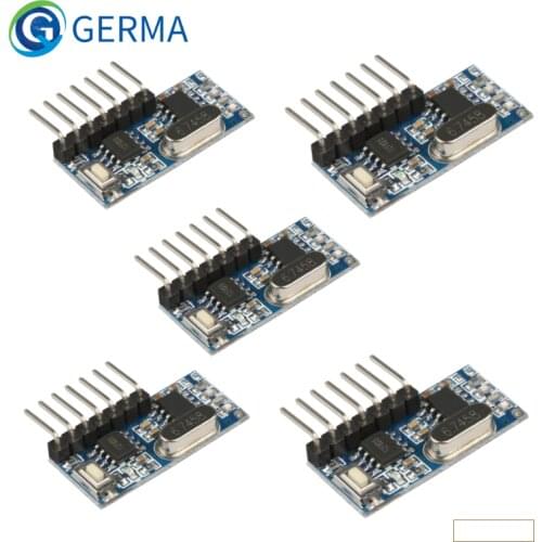 GREMA 5PCS 433mhz RF Receiver Learning Code Decoder Module 433 mhz Wireless 4 CH output For Remote Controls 1527 2262 encoding