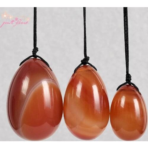 Drilled Yoni Eggs Red Agate Jade Stone Massager Kegel Exercise Heal Pelvic Muscle Vaginal Ben Wa Balls Body Massage Health Care