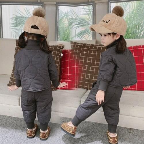 Girls Clothes Winter Autumn Cotton Full Solid Turtleneck Pullover Down Parkas 2 Pic Set Korean Keep Warm Boys Clothes