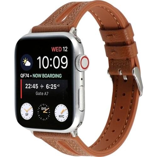Rubber Cowhide Leather strap For apple watch band 44mm 42mm 38mm 40mm bracelet iwatch Series SE 6 5 4 3 2 Sweatproof Replacement