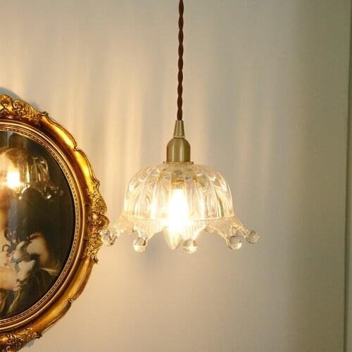 Nordic Net Red Fresh Small All Copper Chandelier Cloakroom Aisle Childrens Princess Room Crown Brass Glass LED Pendant Lights