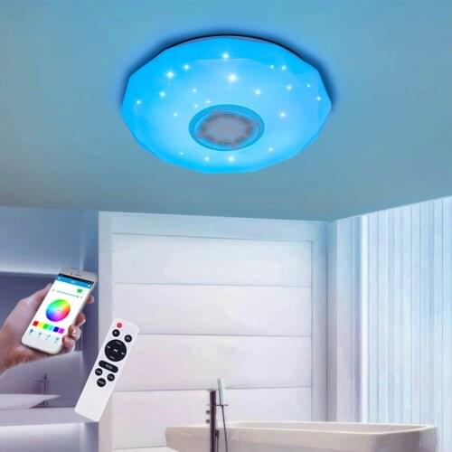 AC186-265V 36W LEDs Starlight Dimmable Music Ceiling Lamp Remote & APP Control BT Speaker RGB Color Changing Party Star Lights