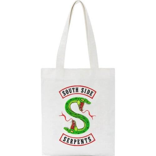 South Side Serpents Large-Capacity Vintage Women Bag New Reusable Hip Hop Tote Shoulder Canvas Bags Casual Harajuku Print