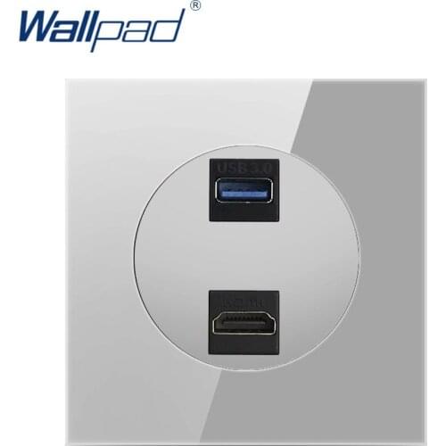 Wallpad USB 3.0 HDMI-compatible For DATA Transmission Socket Crystal Grey Glass Panel Wall Power Socket Outlet