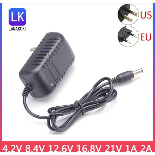 21V 8.4V 12.6V 16.8V 1A 2A 2000ma AC/DC Adapter Power Supply Charger 110-220V for 1S 2S 3S 4S 18650 Li-ion Lithium Battery Pack