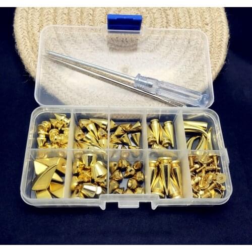 Gold/Gun/Bronze alloy metal spikes corns garment rivets with screws studs for bag, shoe,jeans,leather diy craft accessories