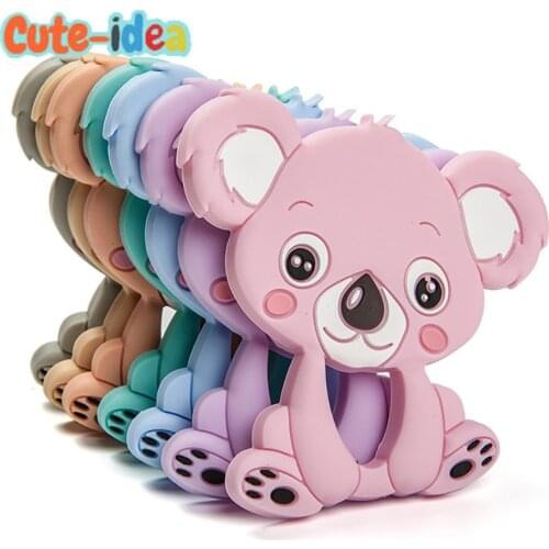 Cute-idea 1pc Food Grade Silicone Teether Animal Koala Teething Pendant DIY Baby Product Accessories For Pacifier Chains Toy