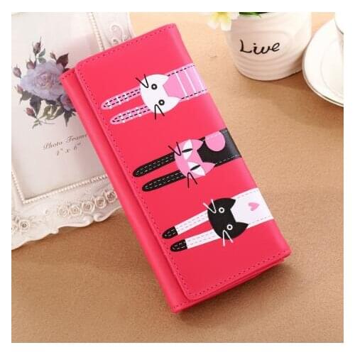 10 pieces Brand Clutch Bag PU Leather Wallet Women Female Money Wallets Long Design Cat Pattern Purses Women Party Bags Hot 2021