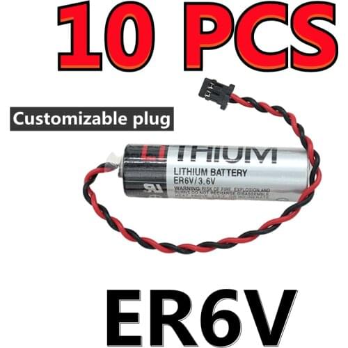 10 PACK Original New For TOSHIBA ER6V ER6VC119A 3.6V 2000mAh PLC Battery With Black Connector (Customizable Plug)
