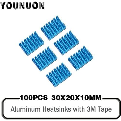 100PCS 30x20x10mm Aluminum Heatsink Radiator Cooling with 3M Tape for PC IC CPU GPU Heatsink
