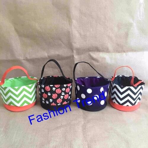 100pcs/lot free shipping Orange Polka Dots Halloween Sack Handmade Trick or Treat Candy Halloween Basket in 7 colors