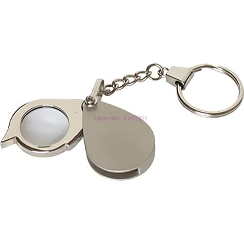 100pcs High Quality 8X Folding Key Ring Glass Magnifier with Key Chain Waterproof Daily Magnifying Tool